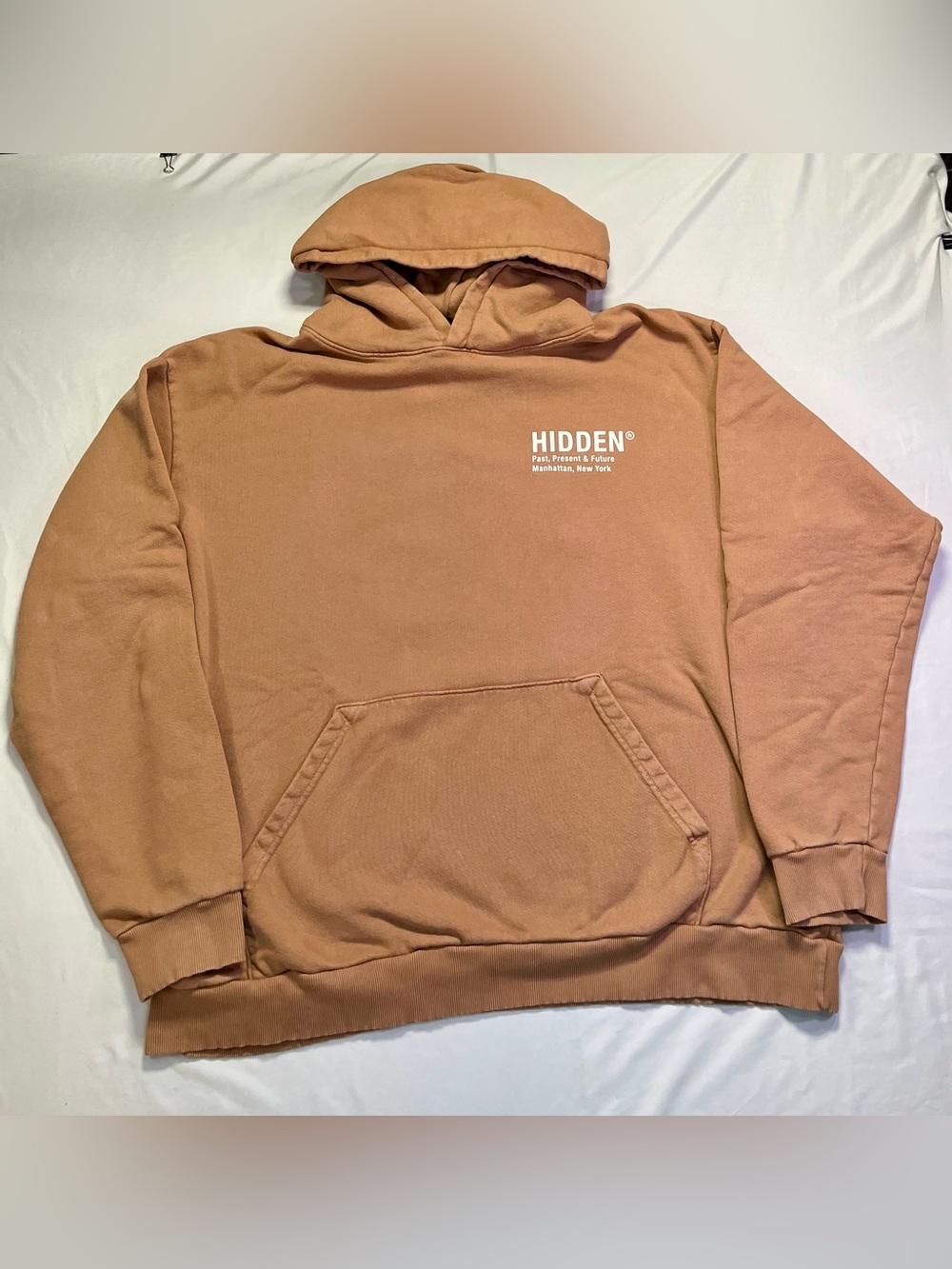 Hidden NY Hoodie Sweatshirt Mens Past Present & Future Tan Beige Brown - XL